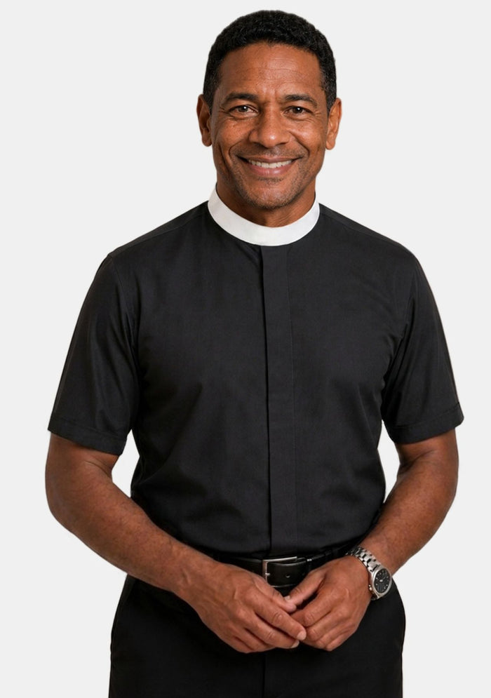 Chemise noire eClergy's avec col