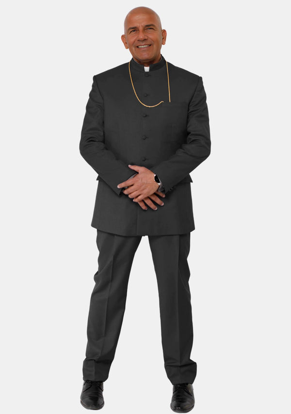 Costume clergé noir à col montant pour homme