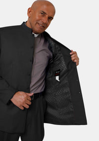 Costume clergé noir à col montant pour homme