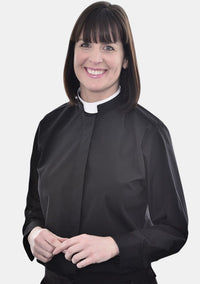 Chemise noire eClergy pour femme à col romain 