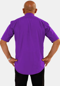 Chemise clergé à manches courtes et col à patte romaine violette pour homme