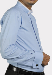 Chemise eClergy bleu clair à col romain