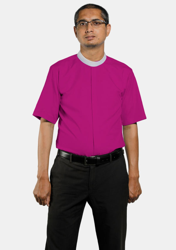 Chemise de clergé rouge et violet à col montant