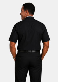 Chemise cléricale noire à col tonsuré