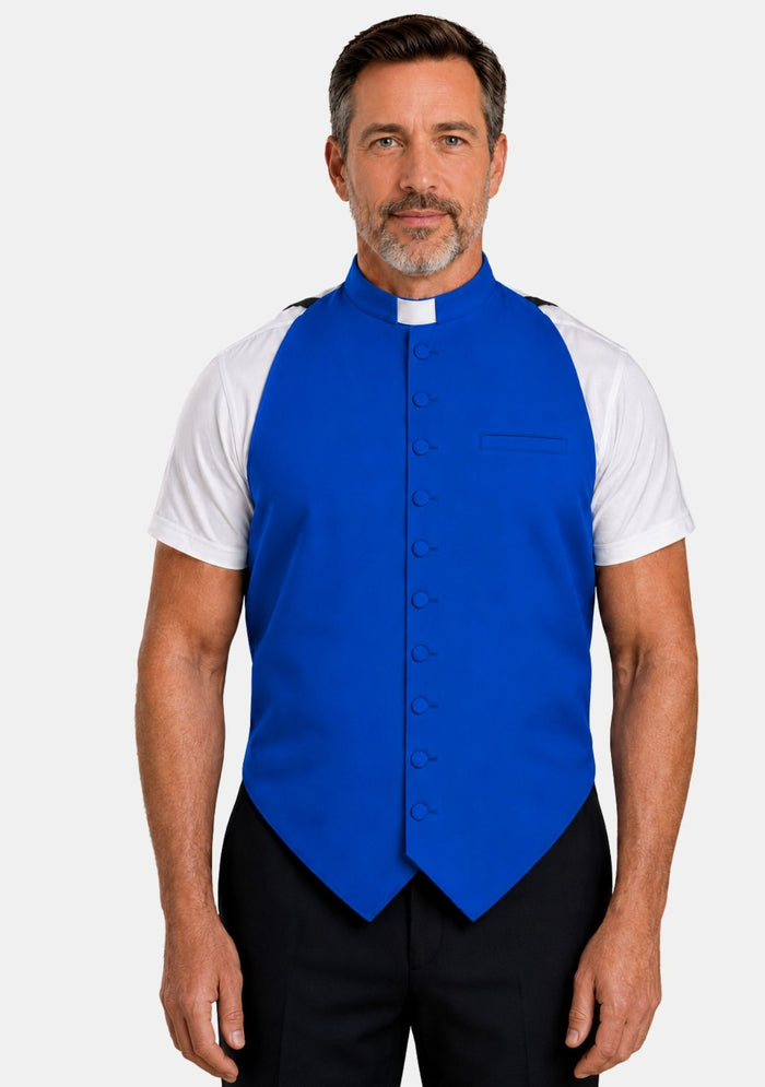 Chemise de clergé haut de gamme bleu roi et violet romain