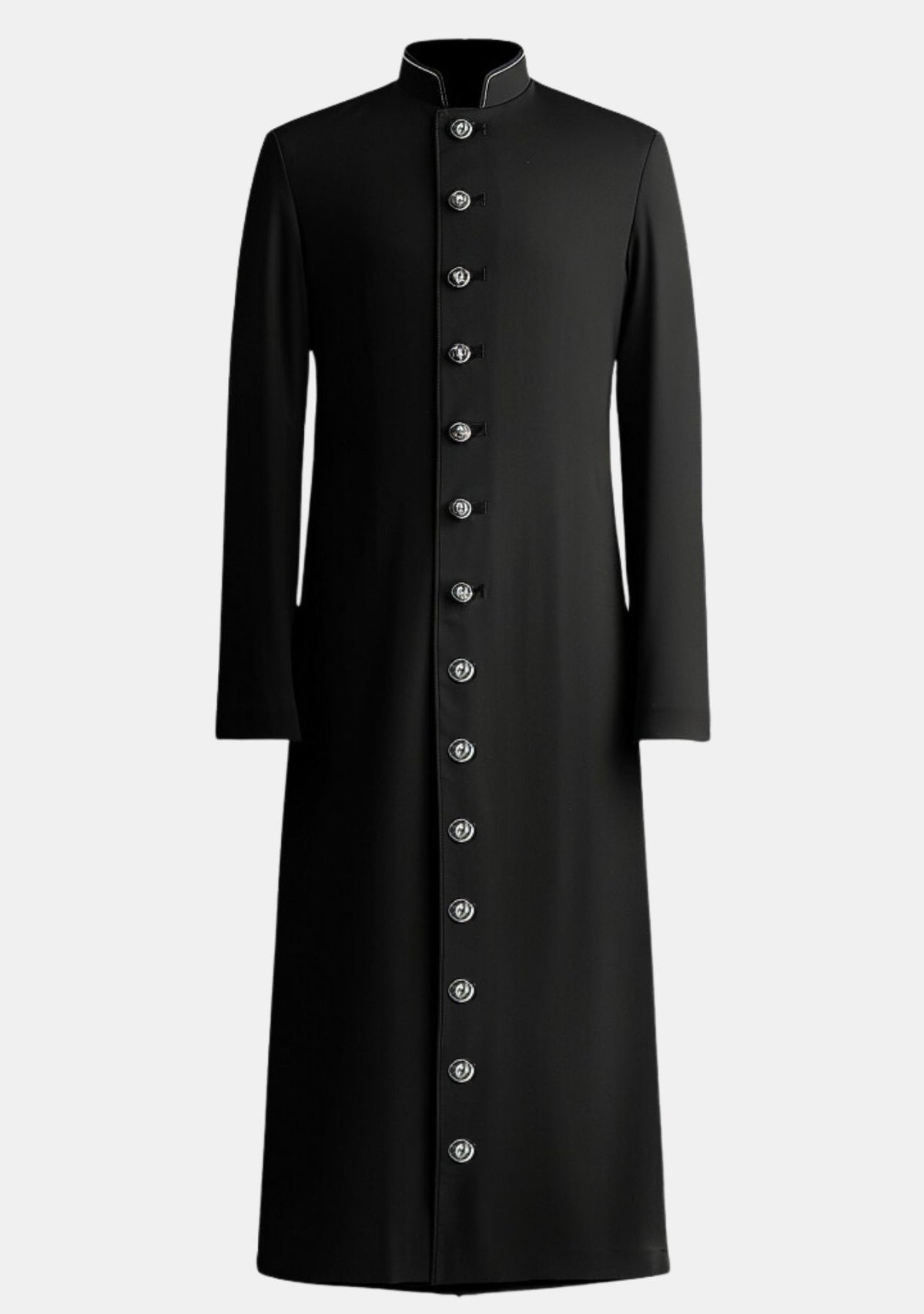 Robe noire eClergys à boutons argentés pour femme