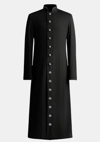 Robe noire eClergys à boutons argentés pour femme