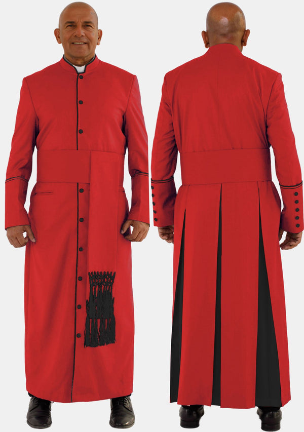 Robe de prêtre rouge et noire pour homme