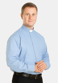 Chemise eClergy's bleu ciel à col rabattu