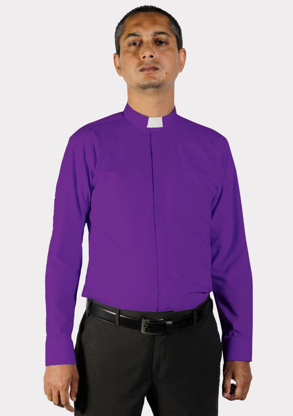 Chemise du clergé romain à col rabattu violet