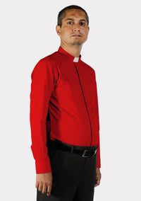 Chemise clergé à col à patte rouge