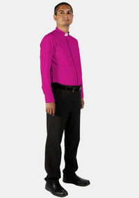 Chemise à col rabattu rouge et violet