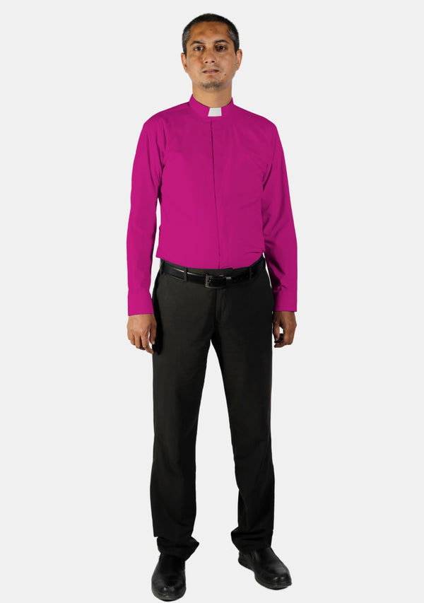 Chemise à col rabattu rouge et violet