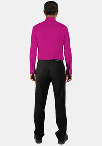 Chemise à col rabattu rouge et violet