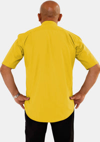 Chemise clergé dorée à manches courtes et col à patte