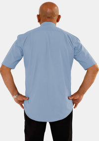 Chemise clergé bleu ciel à manches courtes et col rabattu pour homme