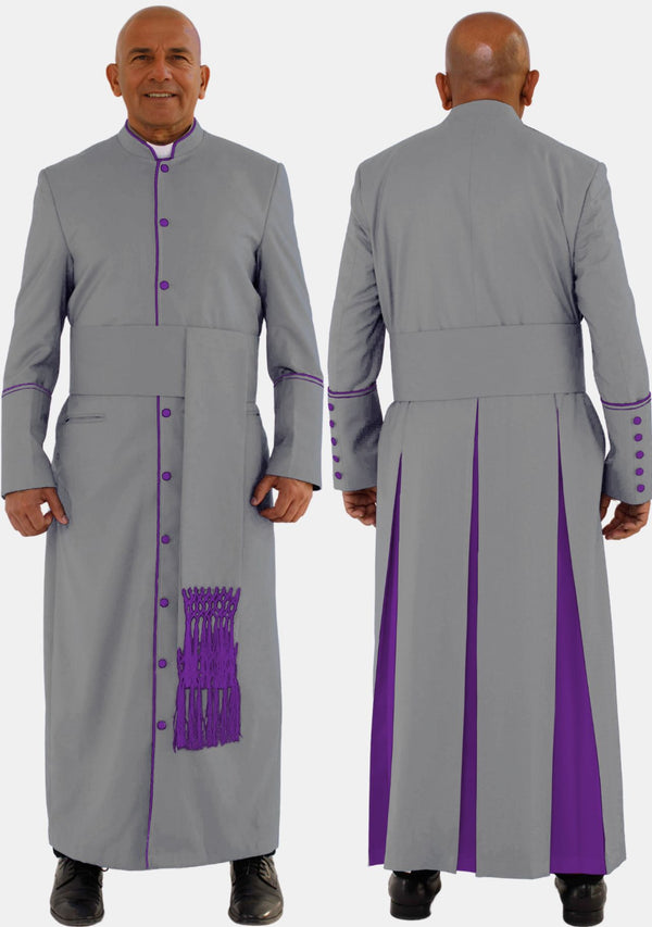 Robe grise et violette romaine pour homme du clergé