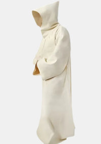 Robe de moine blanche à capuche fixe