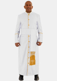 Robe cléricale blanche et dorée pour homme