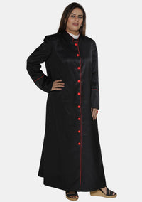 Robe de prêtre noire et rouge pour femme