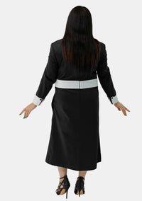 Robe clergé noire pour femme avec boutons blancs
