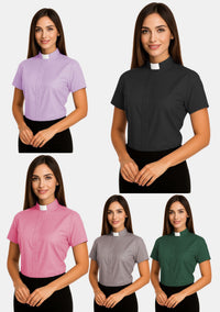 Chemise clergé à col rabattu pour femme