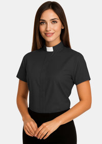 Chemise clergé à col rabattu pour femme