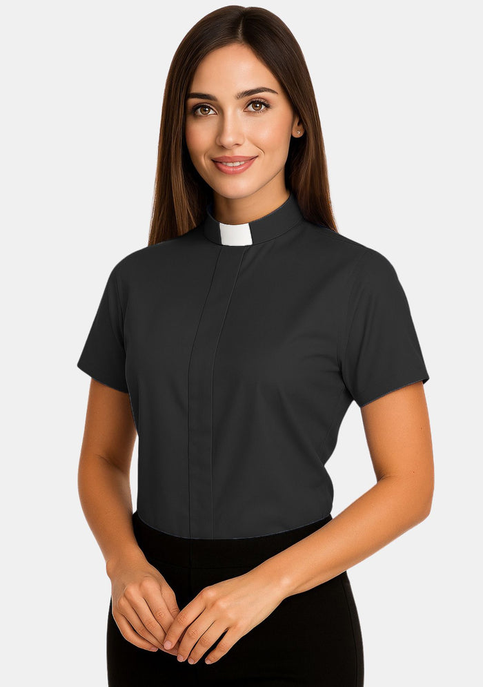 Chemise clergé à col rabattu pour femme