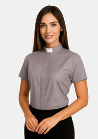 Chemise clergé à col rabattu pour femme