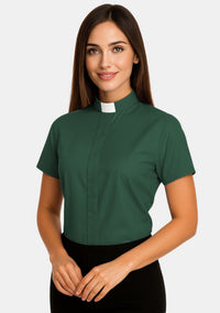 Chemise clergé à col rabattu pour femme
