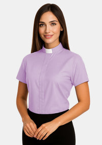 Chemise clergé à col rabattu pour femme