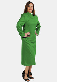 Robe de prêtre verte pour femme avec boutons de créateur