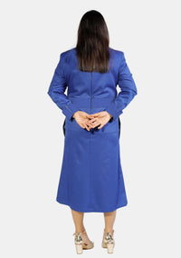 Robe de prêtre pour femme bleu roi avec boutons de créateur