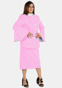 Costume eClergy à manches évasées rose et blanc