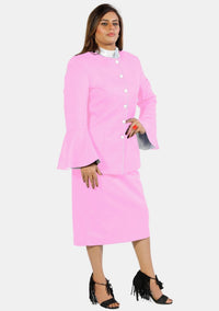 Costume eClergy à manches évasées rose et blanc