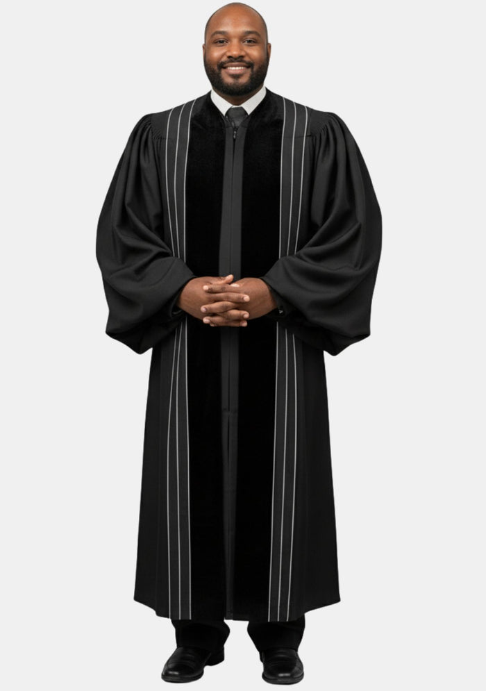 Eleazar Pulpit Robe for Men Black and White