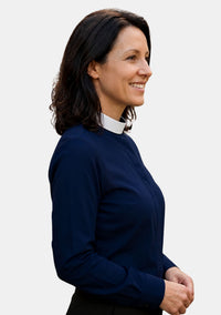 Chemise noire eClergy pour femme à col romain 