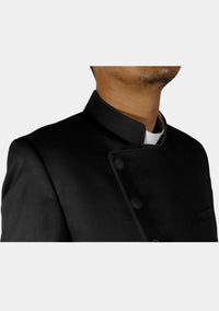 Redingote cléricale noire à double boutonnage