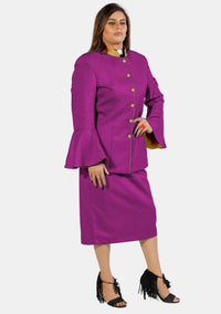Costume de prêtre à manches évasées rouge, violet et doré d'eClergy