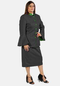 Costume eClergy à manches évasées noir avec bordures contrastées