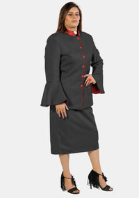 Costume eClergy à manches évasées noir avec bordures contrastées