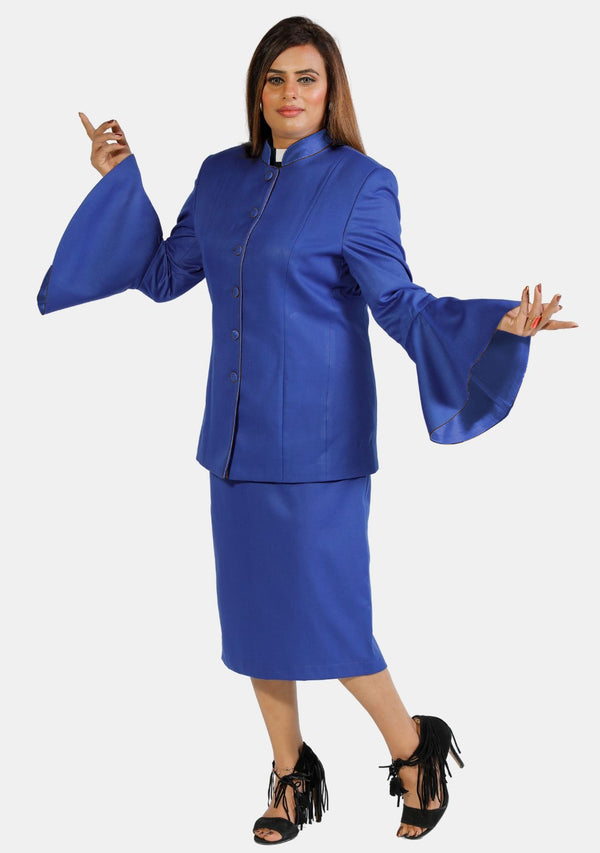 Costume eClergy à manches évasées bleu roi