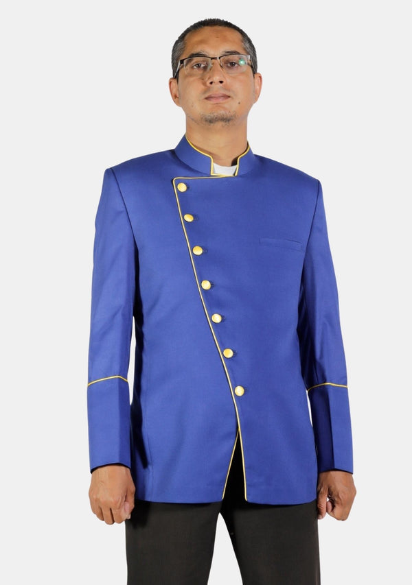 Veste Clerc bleu roi et or