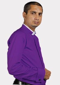 Chemise violette à col romain pour clergé