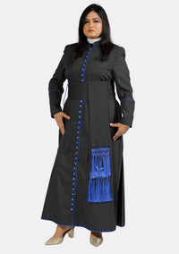 Soutane catholique romaine pour femmes, noire et bleu roi