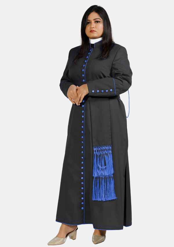 Soutane catholique romaine pour femmes, noire et bleu roi
