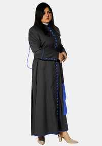 Soutane catholique romaine pour femmes, noire et bleu roi